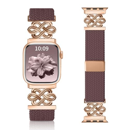 Chinber Braided Band Compatible with Apple Watch Bands 40mm 38mm 41mm 42mm 44mm 45mm 46mm 49mm, Magnetic Clasp Fabric Nylon Interlock Buckle Straps for iWatch Ultra Series 10/9/8/7/6/5/4/3/2/1/SE