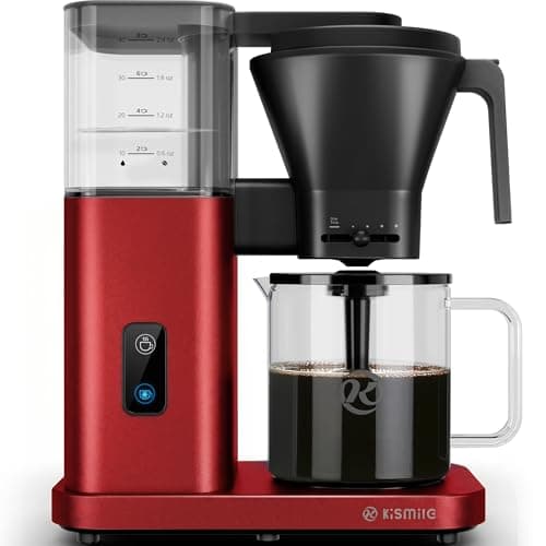 Kismile SCA-Certified 8 Cup Drip Coffee Maker, Pour Over Coffee Machine with 3s Instant Heat 197–205℉, Adjustable Flow Control, Removable Water Tank, Deep Cold Brew & 40 Min Keep Warm (Red) - Image 1