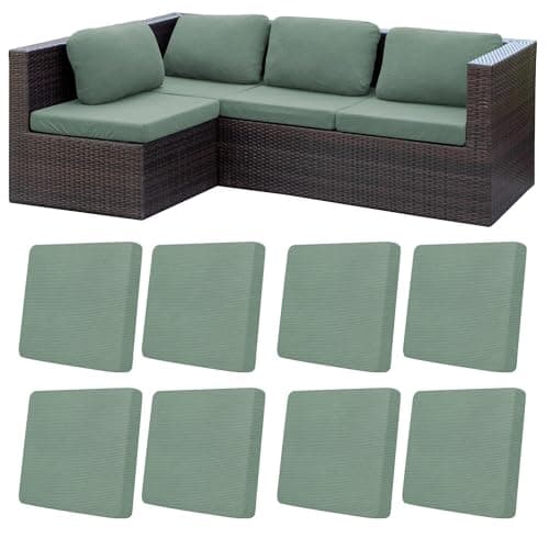 MRGSDL 8Pcs Patio Cushion Covers,Outdoor Cushions Covers,Stretch Cushion Covers Replacement, Washable and Reusable Furniture Protectors(Cyan) - Image 1