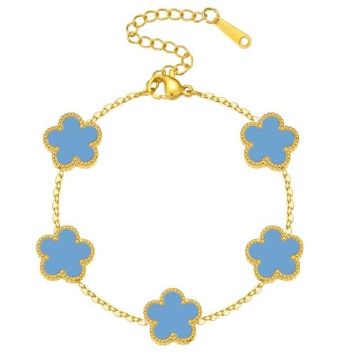 GWH 18K Gold Plated Silver Plated Four Leaf Clover Bracelet, Women Anti-fade Fashion Jewelry, Italian Style Bracelet Elegant Lady Accessory Gift - Image 1