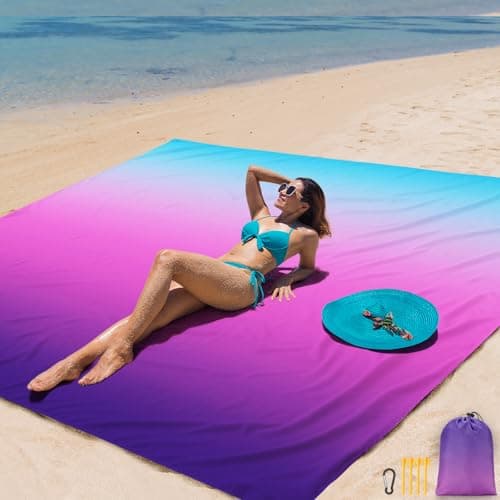 AISPARKY Beach Blanket Waterproof Sandproof Extra Large, Oversized Beach Mat, Quick Drying&Compact&Lightweight, Picnic Blankets Vacation Essentials for Outdoor Beach Camping (79" X 108" (6 Person)) - Image 1