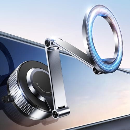 Magnetic Phone Holder for Car with Extended-Reach 3-Axis Long Arm, Foldable Washable Nano Gel + Vacuum Suction Car Phone Mount Fits for Tesla Model Y/3, iPhone 17 16 15 14 13 12 Pro Max, MagSafe Case - Image 1