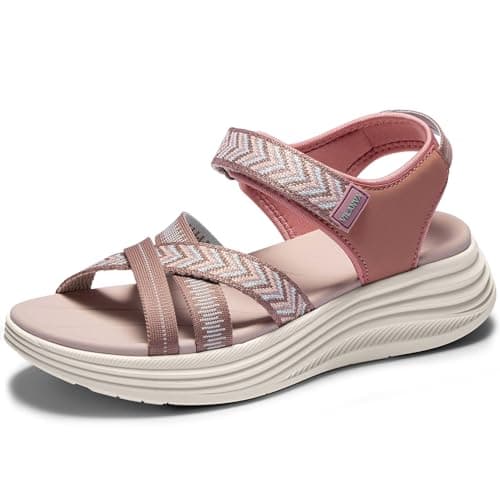 Vilanva Women's Comfortable Orthopedic Platform Walking Sandals with Arch Support Adjustable Buckle Cushioned Midsole for Plantar Fasciitis Relief Casual Sport Summer Outfits - Image 1