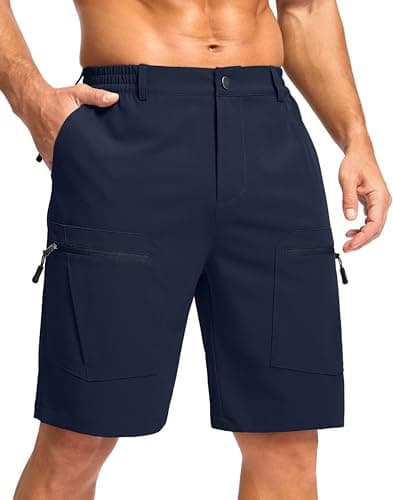 Pudolla Men's Hiking Cargo Shorts 9" Lightweight Stretch Travel Work Shorts for Men Outdoor Casual with 5 Pockets(Navy Medium) - Image 1