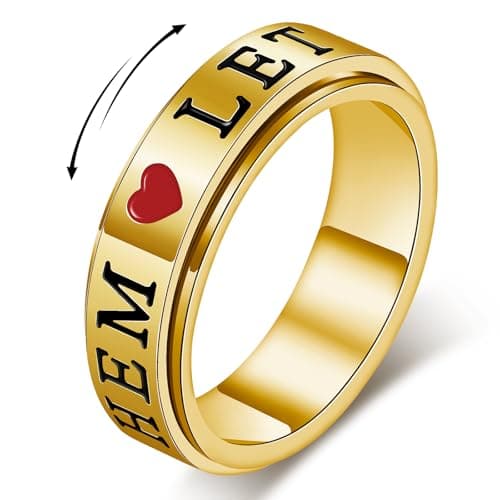 AmorArtSky Fidget Ring for Women - Let Them Spinner Ring for Anxiety & Stress Relief, Stainless Steel Enamel Jewelry | Silent Sensory Accessory for Work & Focus, Gift for Her, Sizes 6-10 - Image 1