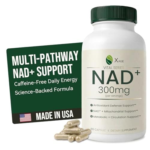 XAGE NAD+ Support Supplement, Nicotinamide Riboside, NMN Supplement Alternative – with PQQ, EGCG & Broccoli Sprout Extract, Supports Cellular Energy &Antioxidant Defense, NAD Supplement for Men &Women - Image 1