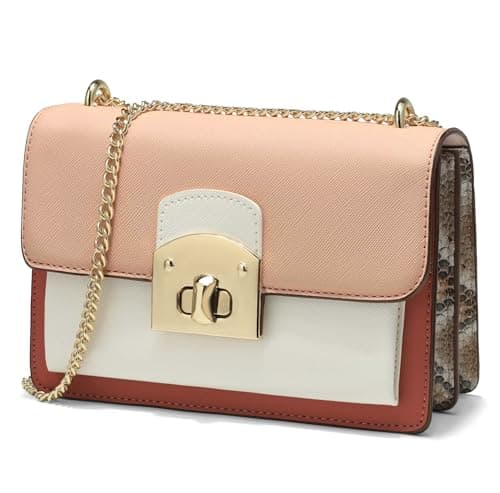 Goinsound Color-Block Leather Crossbody Bags for Women Designer Handbags Flap shoulder purse Cute Square Bag for Gift Give - Image 1