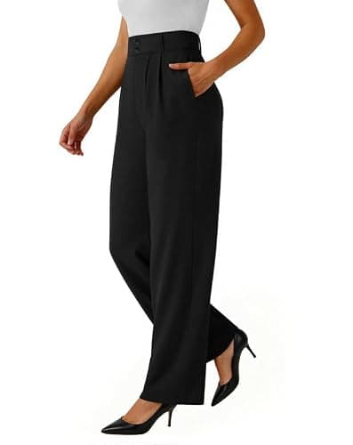 keriffe Womens Wide Leg Dress Pants Stretchy High Waisted Work Trousers - Image 1