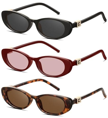 YMRFW Retro Oval Cat Eye Sunglasses for Women Trendy Narrow Small Oval Sun Glasses 90s Vintage Shades - Image 1