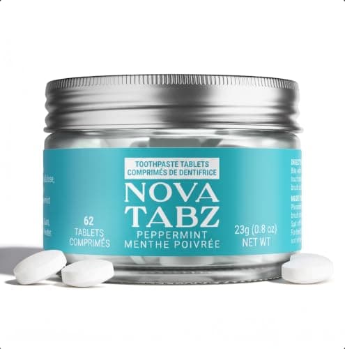 NovaTabz Nano-Hydroxyapatite (n-Ha) Toothpaste Tablets – Fluoride-Free, SLS-Free, Plastic-Free – Peppermint Chewable Tabs, Enamel Care, Gentle for Sensitive Mouths – Vegan, 62 Count - Image 1