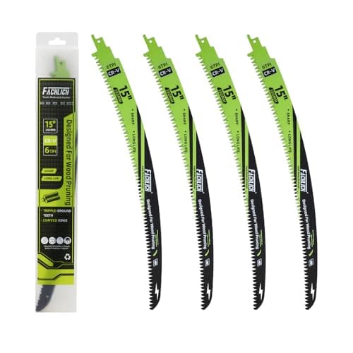 15" Japanese Teeth Reciprocating Saw Blades Wood Pruning - FACHLICH 4pcs Curved Edge 6TPI for Tree Trimming, Wood/PVC Pipe Cutting, Cr-V Sabre Blades Better Wear Resistance - Image 1