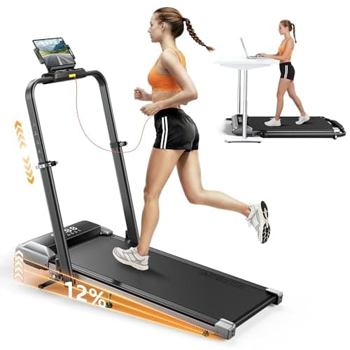 Acezoe Walking Pad with 12% Incline & Height-Adjustable Handlebar, 5-in-1 Foldable Treadmill for Home & Office, Portable Under Desk Treadmill with LED Display & App Control - Image 1
