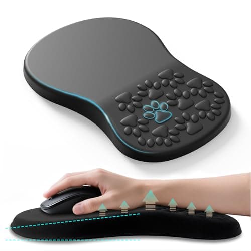 ailifeer Black Ergonomic Mouse Pad with Wrist Rest Support,Non-Slip PU Bottom & Memory Foam Massage Bulge Cat Paw Pad Design,Relieves Carpal Tunnel Pain-an Ideal Mousepad for Office Desk Accessories - Image 1