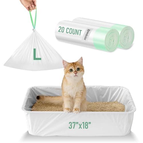 ZOMISIA Cat Litter Box Liners Large - 20 Count 37" x 18" Jumbo Litter Bags with Drawstring, Extra Thick Kitty Litter Pan Liners Tear Resistant Heavy Duty, Easy Clean up for Litter Tray, Unscented - Image 1
