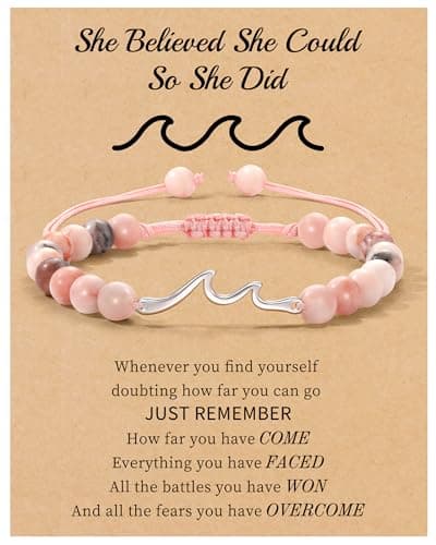 Sistble Wave Bracelet Inspirational Gifts for Women Natural Stone Bracelets Encouragement Gifts Bead Bracelet Birthday Gift for Friend Be Confident Spiritual Thoughtful Cheer Up Gift Jewelry - Image 1