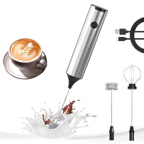 YARRAMATE Rechargeable Milk Frother Wand Handheld, 3 Speed Adjustable Electric Drink Mixer with 2 Whisks, Stainless Steel Stirrer for Coffee, Lattes, Protein Shakes, Matcha, Egg - Image 1