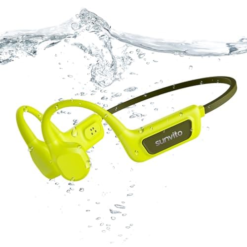 sunvito Bone Conduction Swimming Headphones, IPX8 Waterproof Open-Ear Sports Headphones with Built-in MP3 Player, Bluetooth 5.4 for Swimming, Running & Gym, Green - Image 1