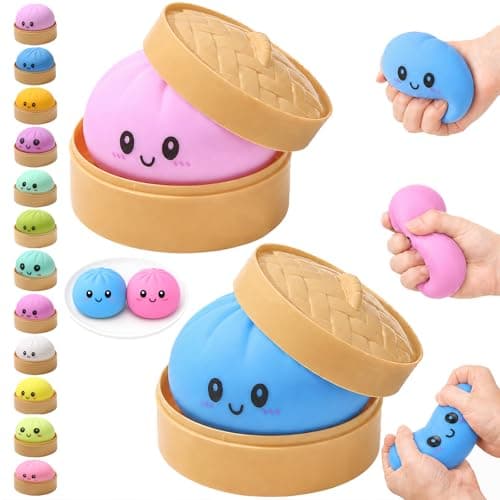 Dumpling Squishy Toy 2-Pack, Giant Dumpling Squishy Mystery Box, Surprise Fun Dumpling Stress Ball for Anxiety Relief & Focus, Bao Bun Sensory Fidget for Kids Teens Adults, Festival Gifts, Party Favor - Image 1