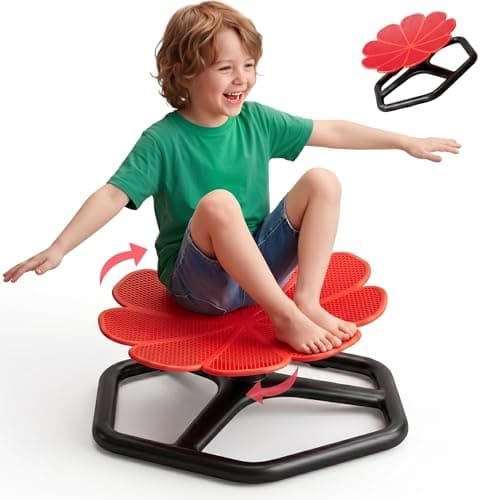KYZDZQ Spinning Chair for Autistic Kids,Sensory Swivel Chair, 220LBS Weight Capacity, Sensory Toy for ADHD & Autism 3-6 Years Children,Training Body Coordination, Metal Base Non-Slip Design (Red) - Image 1