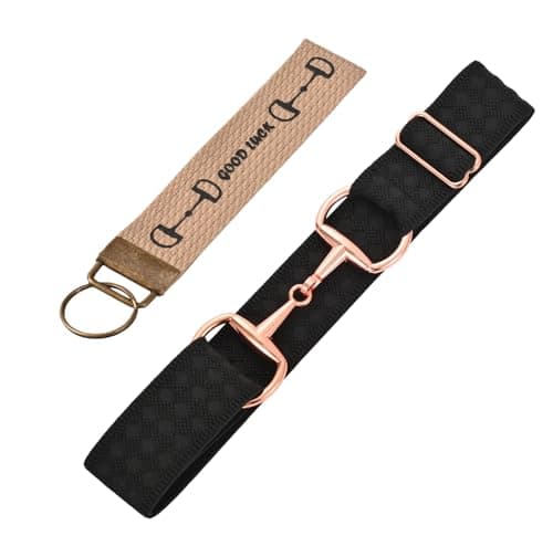 SSKKBX 1.5 inch Equestrian Elastic Belt, Women's Snaffle Bit Buckle Belt, Horses Belt Stocking Stuffer Key Strap for Horseback Riding (Black/Brown) - Image 1