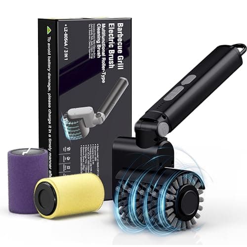 Aurviv Electric Grill Brush, Cordless Automatic BBQ Cleaner with 3-Speed Control, Rechargeable Grill Cleaning Brush with Stainless Steel Heads & Scouring Pad, BBQ Accessories Gift for Men - Image 1