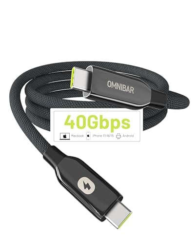OMNIBAR 240W USB C to USB C Cable (3FT/Braided), USB 4 Cable, 40Gbps Data Sync, 8K HD Display, USB-IF Certified, Thunderbolt 4/3 Compatible, for iPhone 17/16, Samsung S25/S24, Tablets, Laptop, Monitor - Image 1