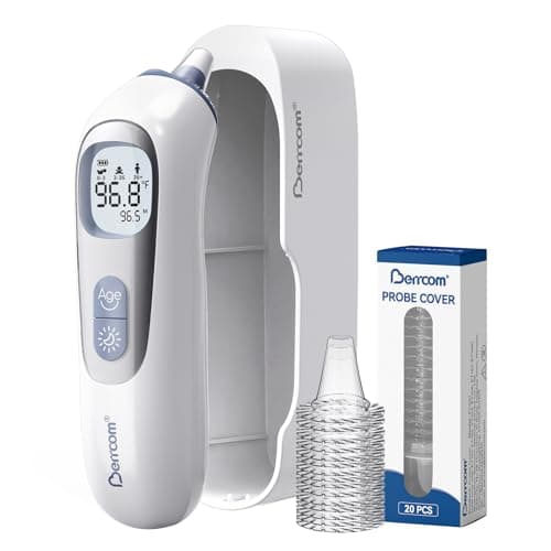 Berrcom Ear Thermometer with Heated Tip & Age Precision, Fever Alarm with Mute & Night Light, Includes 21 Probe Covers & Storage Box, Accurate Digital Ear Thermometer for Adults, Kids and Babies - Image 1