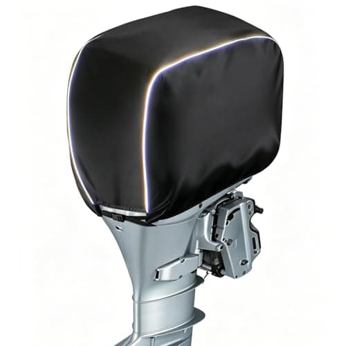 Nxoizam Outboard Motor Cover for Up-25 HP, Heavy Duty Oxford Cloth Waterproof & Scratchproof, 2-Stroke 4-Stroke Boat Motor Cover, Black Trailerable Engine Cover with Reflective Strips - Image 1