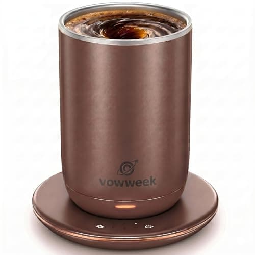 Self Stirring Heated Coffee Mug, 10 oz Auto Magnetic Mixing Cup, MochaBrown - Image 1