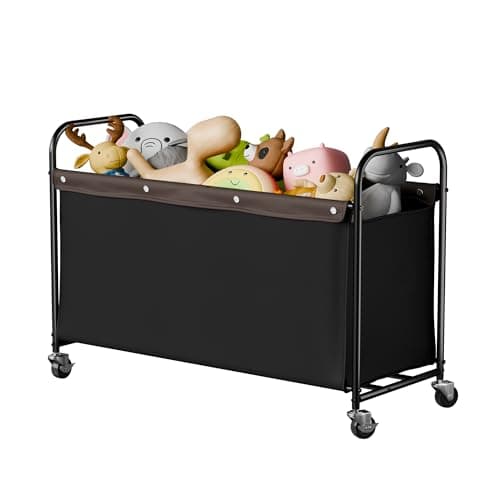 StorageWorks Toy Box with Wheels for Kids, 135L Large Toy Storage Chest and Organizer, 23" Metal Toybox with 360° Swivel Wheels for Bedroom, Kids Room, Stuffed Animal Storage, Black - Image 1