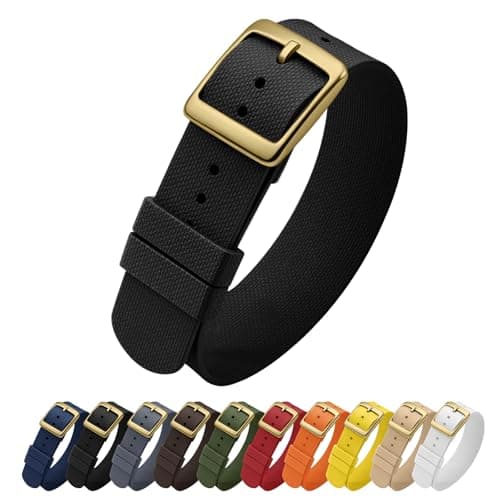 ULLCHRO Watch Strap FKM Rubber Watch Strap 20mm Waterproof Silicone Replacement Band 22mm, Soft Rubber for Man Watch Band (21mm, Black) - Image 1