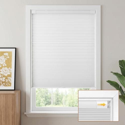 Brochao Custom Blackout Cellular Shades Cordless No Drill No Tools Honeycomb Shades for Windows, Easy to Install for Indoor Windows White - Image 1