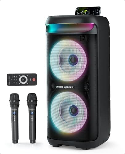 GKD60 Karaoke Machine with 2 Wireless Microphones for Adults, Portable Bluetooth Party Speaker, 500W Peak Power PA System with LED Disco Lights, 6.5'' Speaker Big Sound, 8000mAh Battery for Outdoor - Image 1