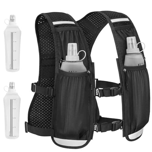 NOOLA Running Vest for Women Men, Lightweight Hydration Vest with Dual 500ML Soft Flasks, Water Backpack Hydration Pack, Adjustable Running Tail Chest Bag for Hiking Race Marathon Cycling (Black) - Image 1