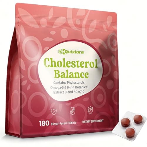 Quixiora Cholesterol Lowering Supplement with 1500 mg Plant Sterols & Citrus Bergamot, Omega-3 EPA & DHA, CoQ10 –Triglyceride & for High Cholesterol–180 Blister Tablets - Image 1