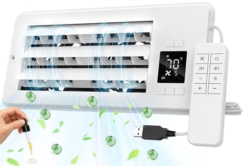 Register Booster Fan for 4" x 10" Register Holes, Quiet 10-Speed AC Vent Fan with Remote & Thermostat Control, Improves Heating&Cooling, Auto-Adjustable Louver, USB Powered for Floor Wall Ceiling - Image 1