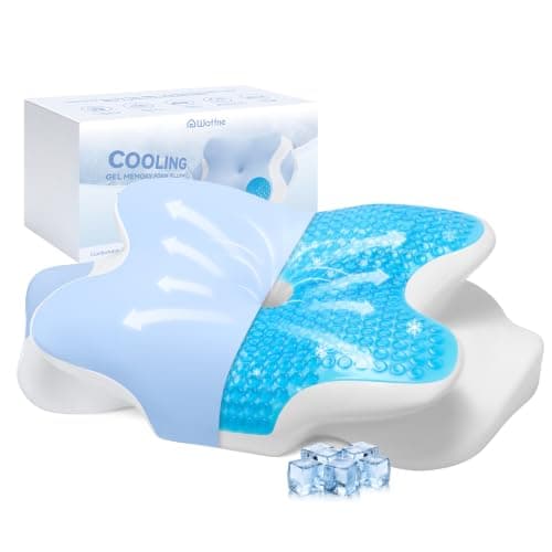 2026 New Cooling Memory Foam Pillow with Ice Silk Cover, Ergonomic Cervical Neck Support Pillow for Pain Relief, Nature Cooling Gel Pillow for Hot Sleepers Night Sweats, Side Sleeper Pillow (Blue) - Image 1