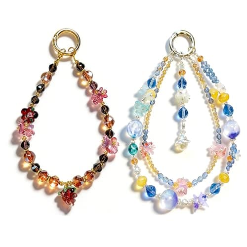 TIANTAIYUE Beaded Phone Charm Strap for Women, Aesthetic Crystal Glass & Pearl Wrist Lanyards, Universal Anti-Lost Detachable Cell Phone Chain for Smartphone Case, Camera, Keys, Gift for Her - Image 1