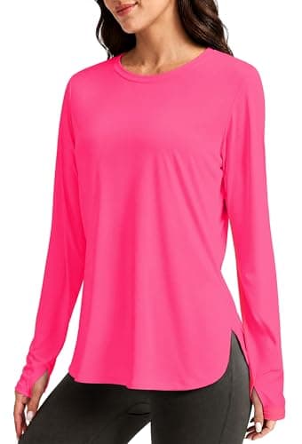 Alaroo Long Sleeve Tops for Women T-Shirts Loose Fit Fitness Clothing UPF 50+ Pilates Gym Running Athletic Hot Pink M - Image 1