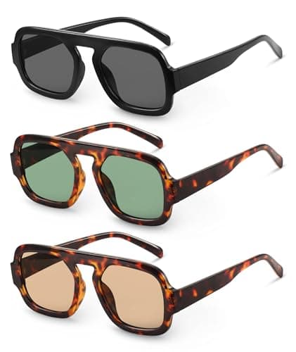 YDAOWKN Retro Square Aviator Sunglasses for Women Men Trendy Flat Top Sun Glasses UV Protection Vintage Shades - Image 1