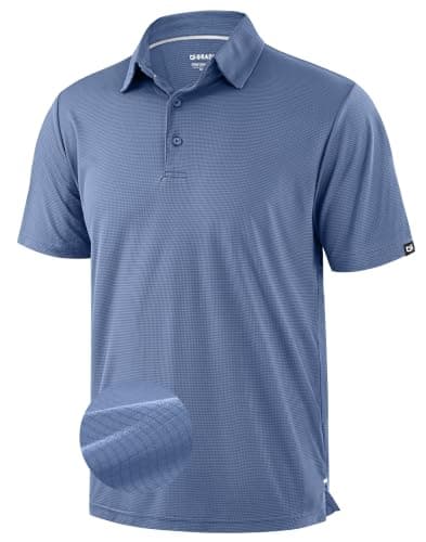 G Gradual Men's Golf Shirts Grid Short Sleeve Dry Fit Moisture Wicking Performance Lightweight Athletic Summer Collared Polo Shirts for Men(Slate Blue,XX-Large) - Image 1