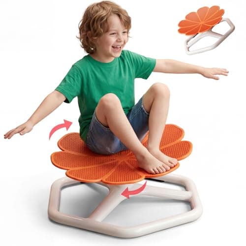 KYZDZQ Spinning Chair for Autistic Kids,Sensory Swivel Chair, 220LBS Weight Capacity, Sensory Toy for ADHD & Autism 3-6 Years Children,Training Body Coordination, Metal Base Non-Slip Design (Orange) - Image 1