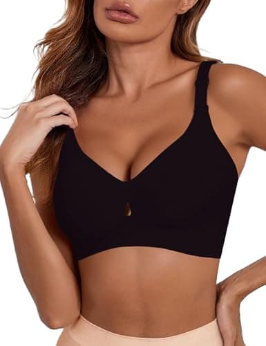 Push Up Bra No Underwire Wireless Comfortable Supportive Bras Full Coverage Tshirt Bra Bralettes Seamless Black 40 A B C D - Image 1