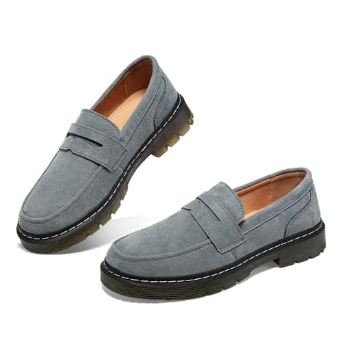 SENNYO Women's Suede Penny Loafer Comfort Driving Moccasins Casual Slip-Ons Loafer Flats Fashion Women Business Work Shoes Grey,6 US - Image 1