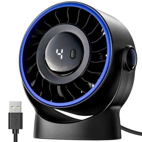 SWEETFULL USB Small Desk Fan - 5 Inch Mini Personal Desktop Fan, 4 Speeds Cooling Strong Airflow, 360° Adjustable Tilt, Quiet Portable Table Fans for Bedroom, Home, Office, Travel & Cruise, Black - Image 1