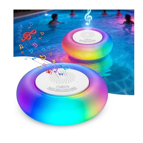 JEMULICE 2 Pack Floating Pool Lights with Bluetooth Pool Speaker, 2-in-1 RGB Pool Lights, IP68 Waterproof, 360° Hi-Fi Sound for Pool, Hot Tub and Outdoor Parties - Image 1