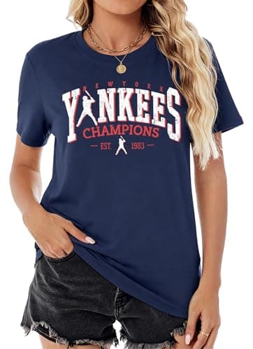 Baseball Shirts Women Game Day Mom T Shirt Funny Baseball Fan Graphic Tee Casual Short Sleeve Tops Navy - Image 1