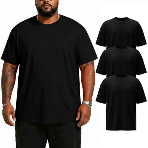 Poriff 3 Pack Big and Tall Shirts for Men, Short Sleeve Plus Size Mens T-Shirts, Cotton Crewneck Tee, Loose Fit Summer Basic Tops (3-Pack 3XL) - Image 1