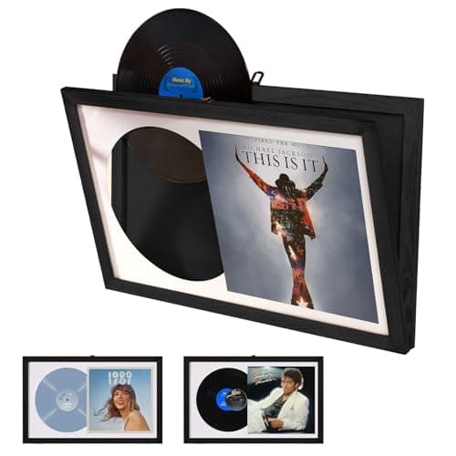 BNING Vinyl Record Frame for the Wall, 2 Pack Wall-Mounted Vinyl Record Display Frame, Album Frames for 15x24 Inch LP Album Cover, Black - Image 1