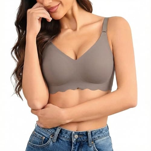 Avidlove Women Wireless Bra Push Up Everyday Bras Full Coverage Brassiere No Wire Tshirt Bras Grey XXXL